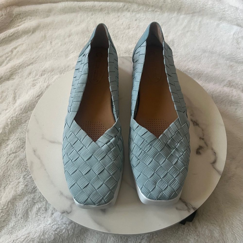 Corso Como Women Illana Light Blue Woven Flat SZ US 9.5M Comfort Cushioned Chic